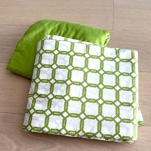 SFERRA White Duvet Cover with Green Pattern